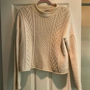 Madewell White Thick cropped Cable Knit Sweater